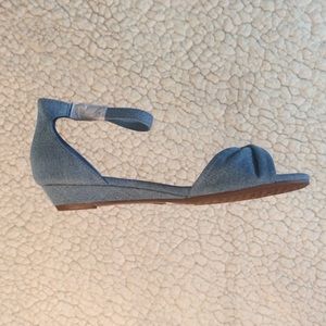 Denim blue ankle tie sandal